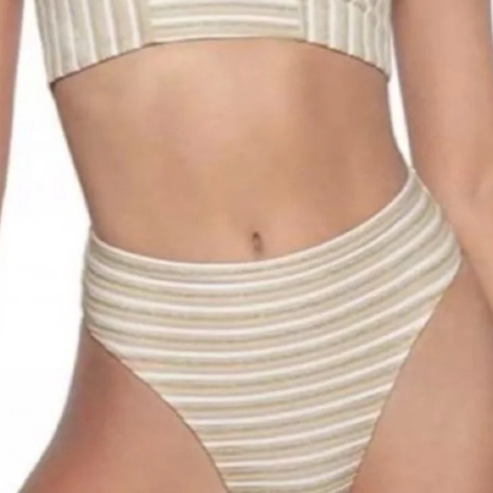 New Pilyq New Earth Stripe High Waist Swim Bottom